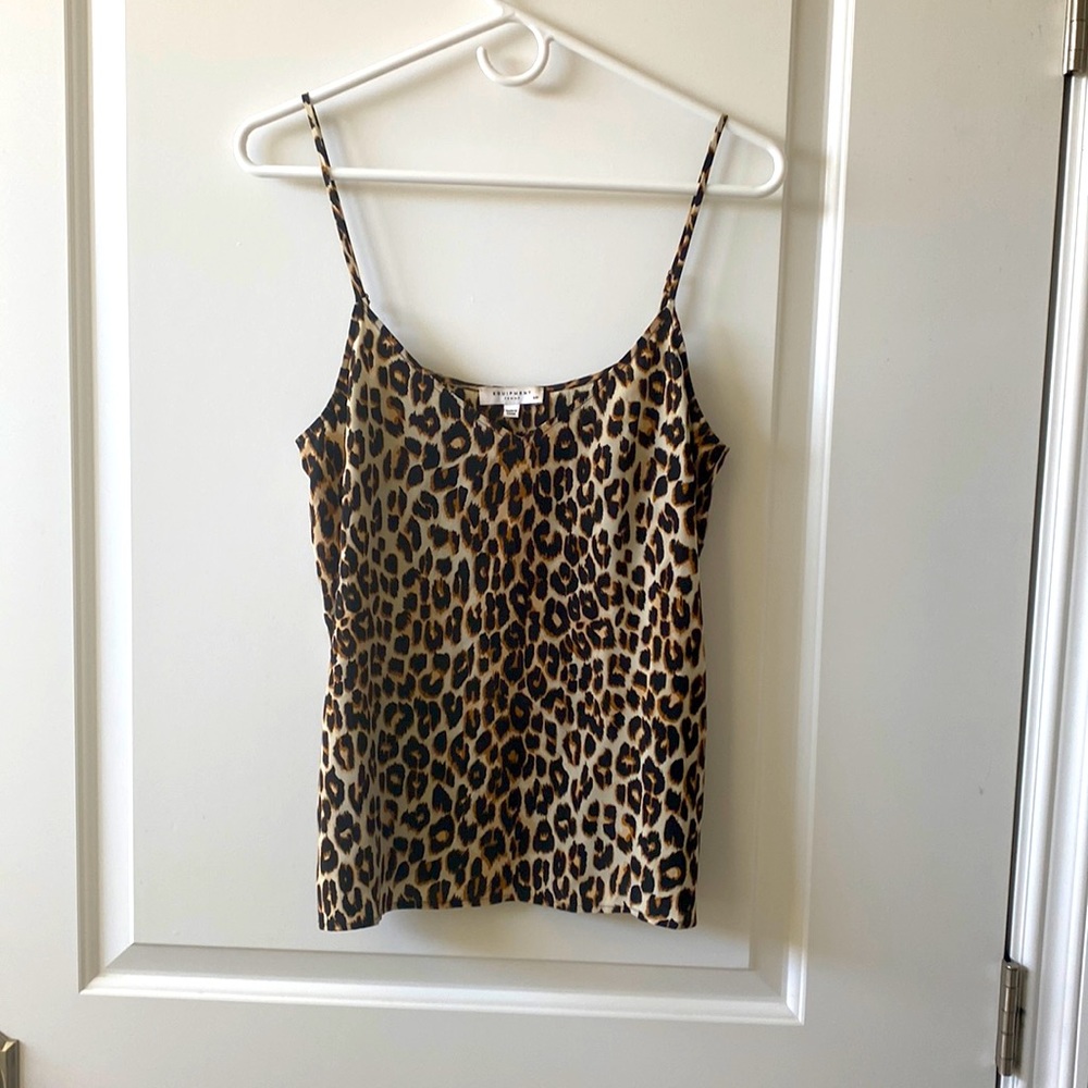 Equipment Femme Leopard Print V-neck Cami Silk Crepe Small